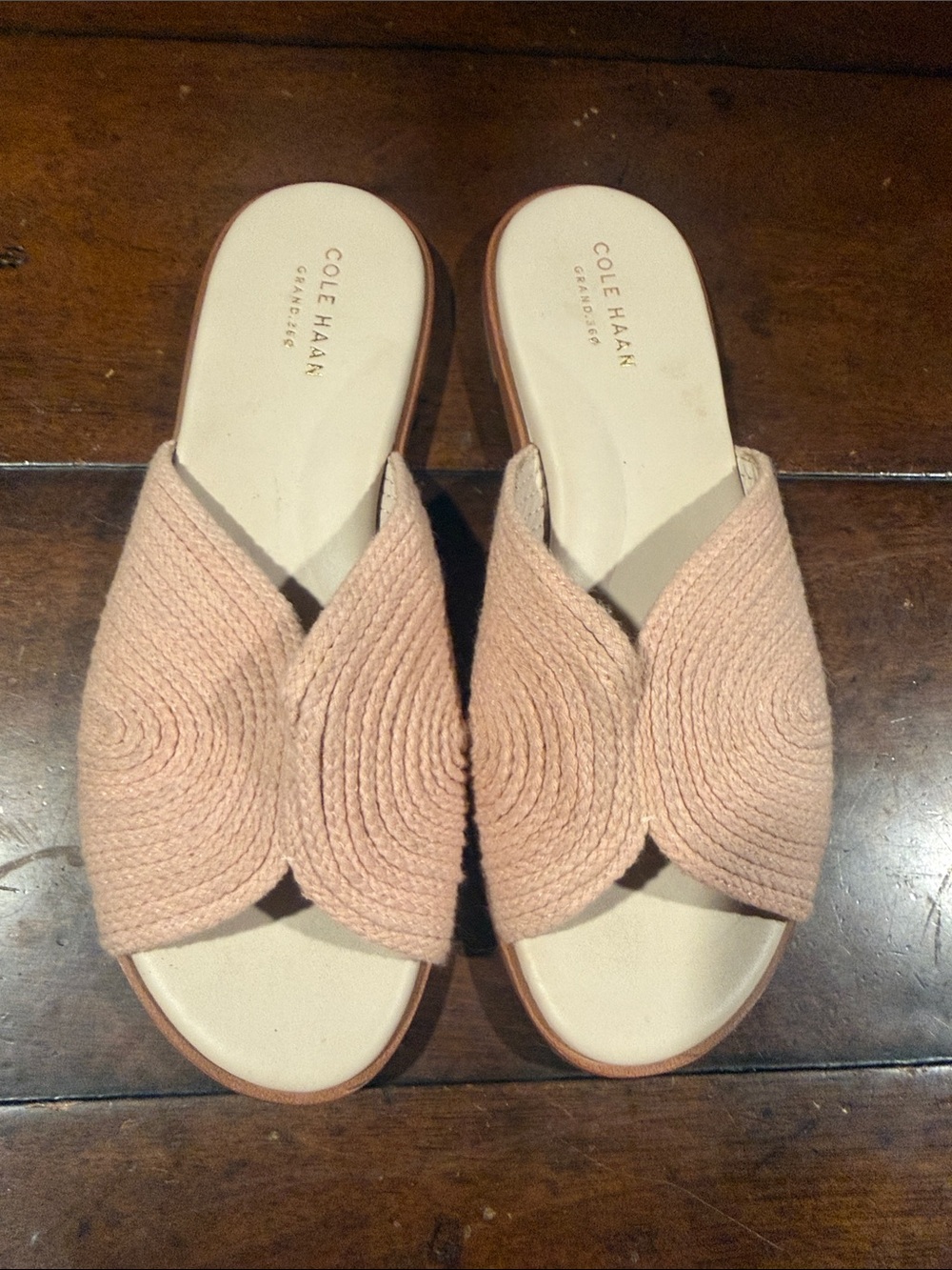 Cole Haan Women's Pink Woven Slide Sandals